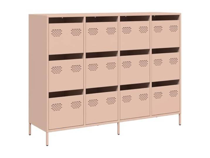 HKTMGDNG Sideboard Rosa 135x39x103,5 cm Kommode Kaltgewalzter Stahl Organisationshilfe fürs Schlafzimmer mit 12 Schubladen, glatten Metalloberflächen und stabiler Deckplatte.