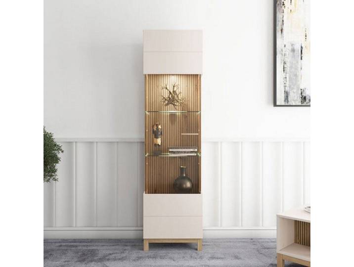 Vitrine Usseaux Dmora en bois mélaminé marron 52x35x192h cm