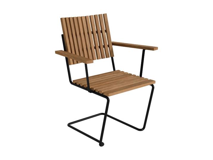 Grythyttan Stålmöbler Fauteuil Bovik Structure en teck et acier galvanisé