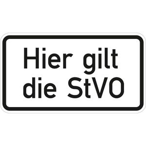 SafetyMarking Verkehrsschild StVO zugelassen, 42 x 23 cm, VZ 2803, RA1/C, Hier gilt die StVO