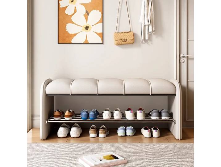 Tabouret à langer, armoire à chaussures assise, tabouret à langer pour porte de maison, tabouret de canapé long d'entrée de luxe léger, tabouret d'extrémité de lit