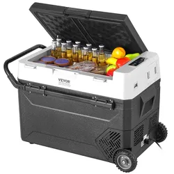 VEVOR tragbarer Autokühlschrank, 12 V Auto Kühlbox, 60 L Einzelzonen-Tragbarer Gefrierschrank Rollbar, einstellbar -20 bis 20 °C, Kompressorkühler für Zuhause, Outdoor, Camping, Wohnmobil, Auto