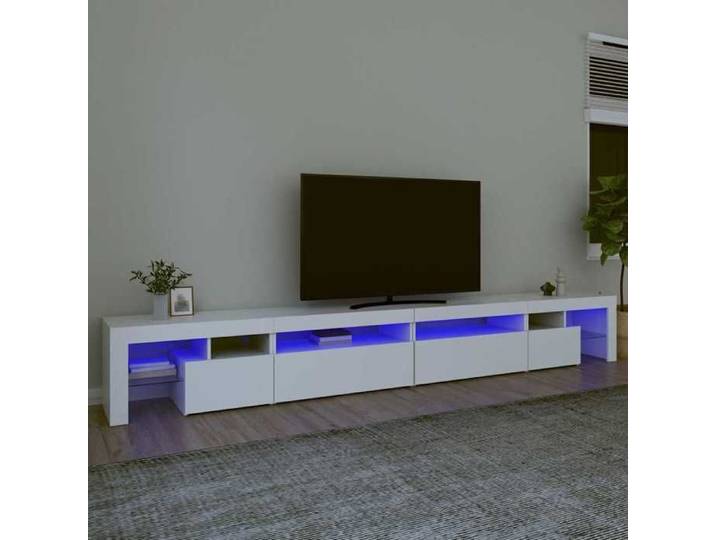 Luxueux Best*Meuble TV avec lumières LED - JMS - Support TV/TABLE TV - Meuble salon - Blanc 290x36 5x40cm M4366596471985