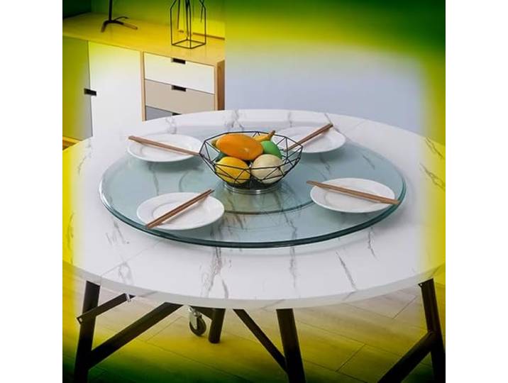 QSPNVFB Großer Drehteller Aus Gehärtetem Glas Für Esstisch, 50cm 70cm 80cm 100cm Lazy Susan Tischplatte Drehplatte, Hoteldrehtisch Drehbar Servierplatte(32 inch(80cm))