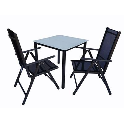 3 tlg. Alu Gartenset Sitzgruppe Tisch Stühle 80 MA