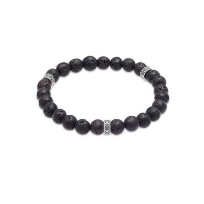 Armkette KUZZOI "Armband Herren Lava Schwarz Vintage 925 Silber Oxidiert" Gr. 210, schwarz, Armbänder, Herren, 210, Silber 925 (Sterlingsilber), Armkette
