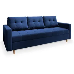 BETTSOFA MILO Blau Plüsch-Stoff mit Schlaffunktion
