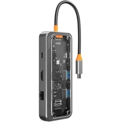 PowerGuard USB-C Hub (USB-C, 8 Ports), Dockingstation + USB Hub, Grau