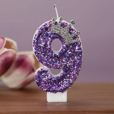 Uplifted Finds Purple Crown Birthday Number Candles 0 9 Princess Cake Topper Anniversary Party Decoration 9