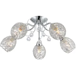 LED 20 Watt Deckenleuchte Kristall Deckenlampe Beleuchtung Chromgeflecht  Licht Chrom
