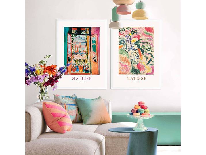 Impressions sur toile Matisse Window - 2 Impression dans cadre en bois, enduit Multicolore/Multicolore