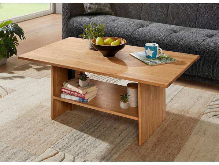 Couchtisch aus massivem, geöltem Eichenholz, Eiche