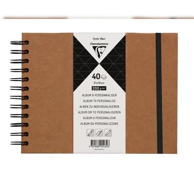 Clairefontaine 3x Album DIY zum Personalisieren, 40 Blatt Kraftpapier 200g im Format 21x16 cm, Umschlag aus Kraftkarton - Kartonbraun 95432C
