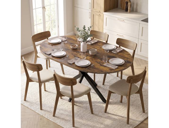 HOMCOM Table Extensible Industrielle 4-6 Personnes Brun Rustique