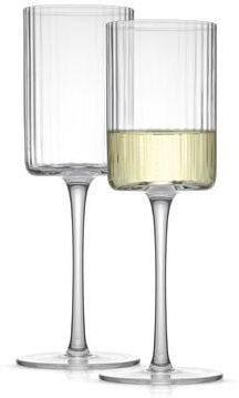 JoyJolt Elle Fluted Cylinder White Wine Glass - 11.5 oz - Set of 2