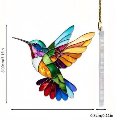 Modern Mode Marketplace Colorful Hummingbird Acrylic Suncatcher Window Hanging Ornament a
