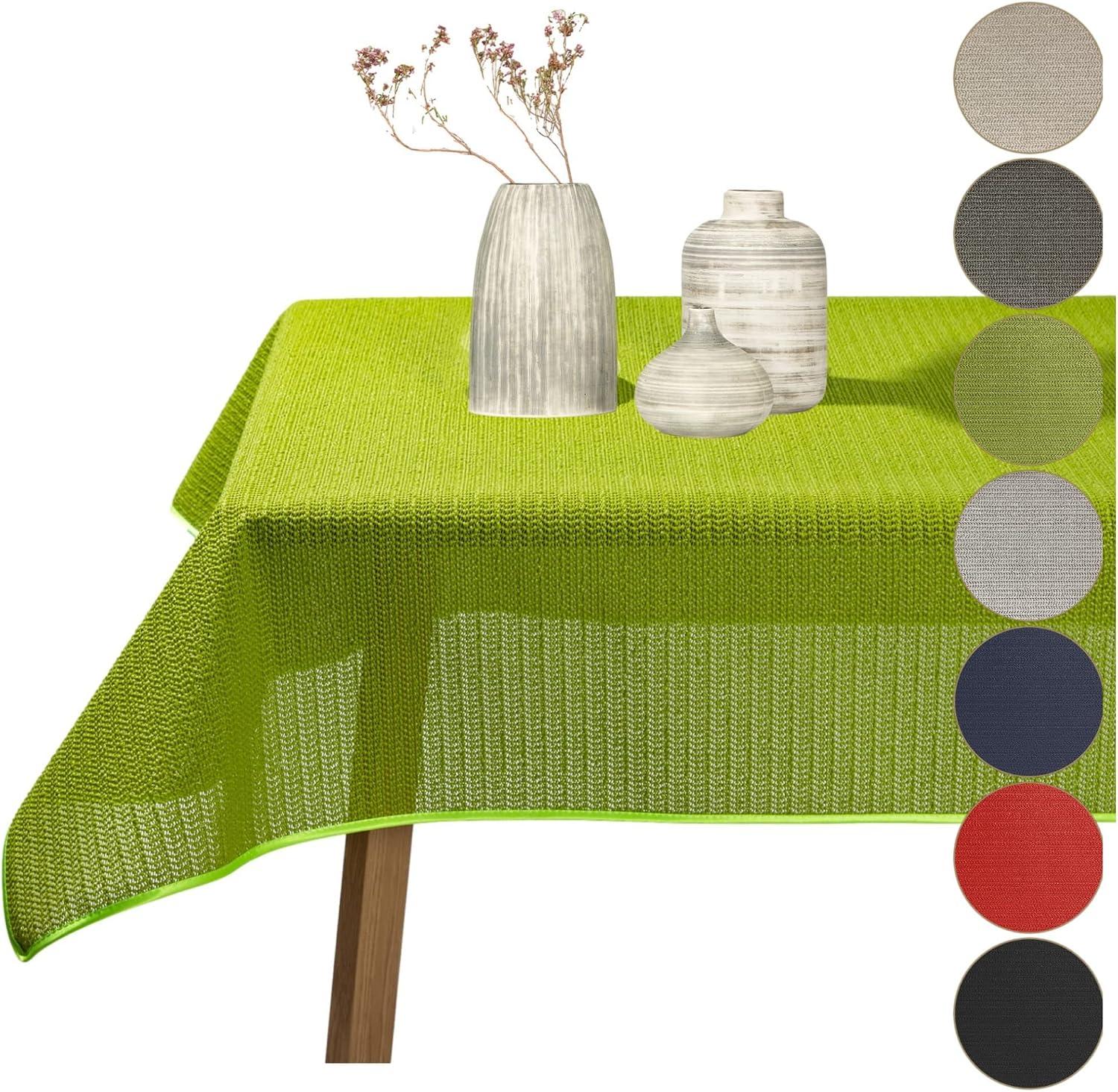 Wetterfeste, abwischbare Tischdecke für den Außenbereich - rutschfeste Gartentischdecke aus PVC-Weichschaum zum Schutz von Tischen auf Balkon, Terrasse und im Garten (Grün, 110x140cm (BxL))