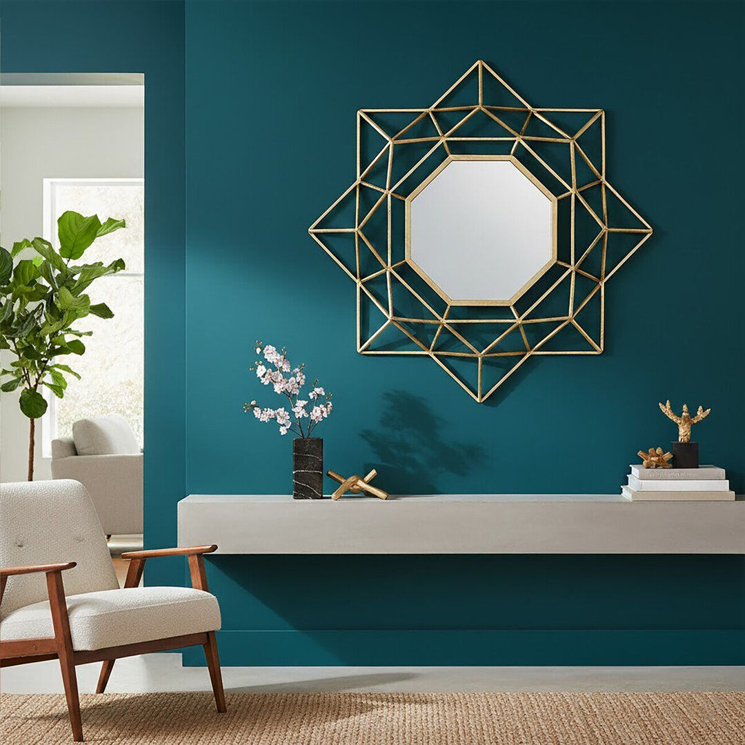 Fairmont Park Deidre Flat Overmantel Mirror Gold 95cm H X 95cm W X 9cm D