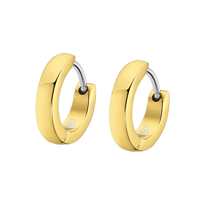 Paar Creolen LOTUS "Men's Earrings", gelbgoldfarben, edelstahlfarben, Ohrringe, Herren, 13mm, Edelstahl