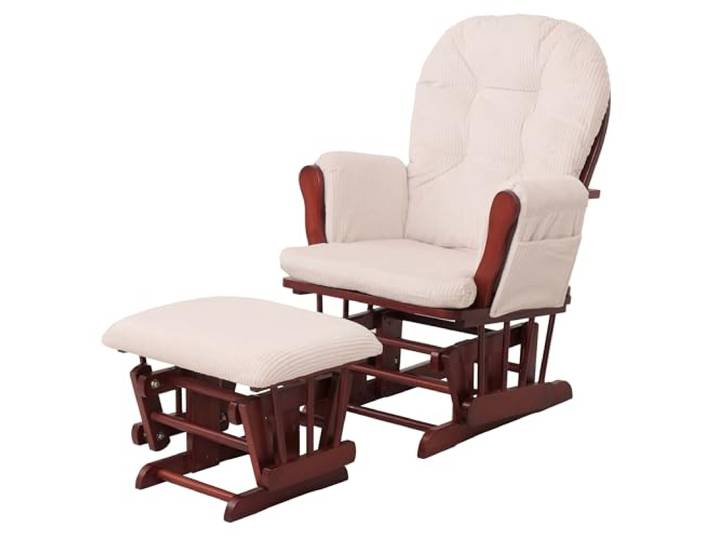 Mendler Relaxsessel HWC-C76 Stoff Cord - Creme Gestell dunkel