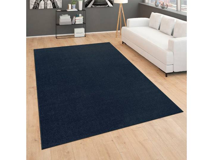 Teppich PACO HOME Porto 890 , blau (navy, blau), B:80cm H:13mm L:250cm, Polypropylen, Teppiche, Teppich, Tapis coureur, poil ras, couleurs unies, idéal dans le hall et la chambre
