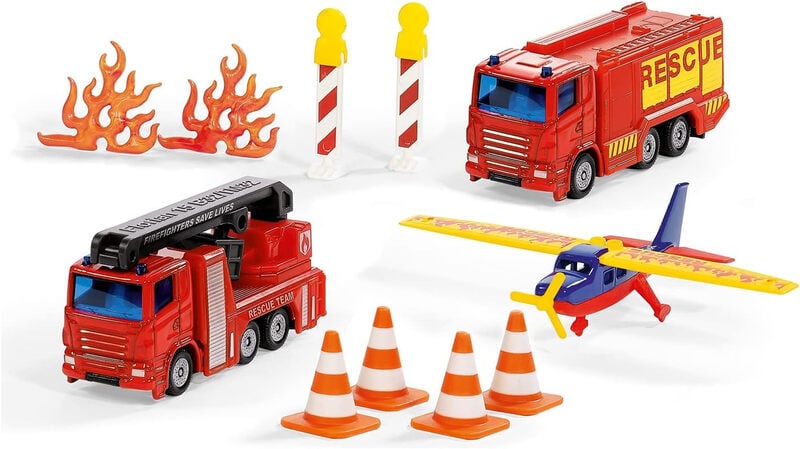 Siku Brandweercadeauset met 3-assige vrachtwagen, brandweerwagen en vliegtuig, meerkleurig