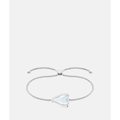Edelstahlarmband LIEBESKIND BERLIN "Schmuck Geschenk Armkette Glass Heart", silber (edelstahlfarben, transparent, transparent), Armbänder, Damen, 24cm, Edelstahl, Edelstahlarmband, mit Glasstein