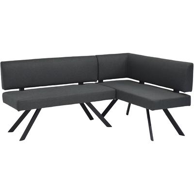 Eckbank BYLIVING "TORONTO", grau (dunkelgrau, schwarz), B:182cm H:85cm T:56cm, Stahl, Stoff, Sitzbänke, Eckbank, Webstoff, bis 160 kg, Taschenfederkern, 4-Fußgestell, 3 Sitzplätze
