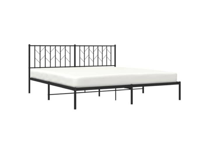 KTHLBRH Bettgestell mit Kopfteil aus Metall, schwarz, 180 x 200 cm Bettgestell aus Stahl, Stauraum unten, Lattenrost inklusive, robuste Struktur