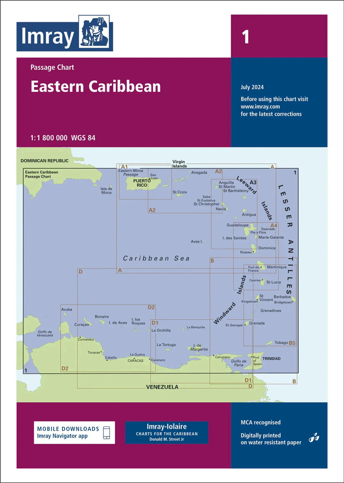 Carte marine 1 - Eastern Caribbean 1/1.8M   Imray