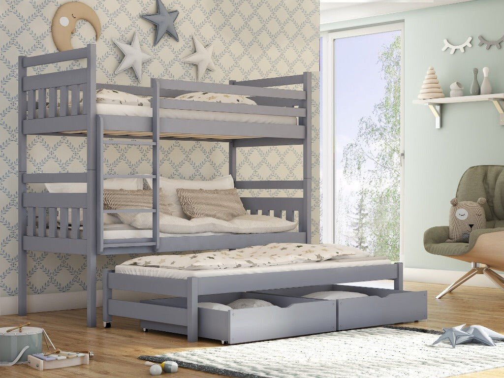 Harriet Bee Garbo Bunk Bed with Storage Included with Built-in Ladder Included with Trundle Included Graphite