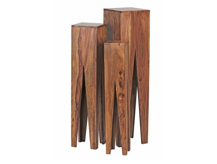 Beistelltisch 3er-Set Sheesham massiv braun