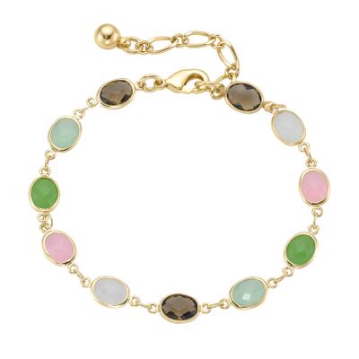 Armband FIRETTI "Schmuck Geschenk Armschmuck Armkette", bunt (gelbgoldfarben, grün, hellgrün, rosé, weiß, braun, grün, hellgrün, rosé, weiß, braun), Armbänder, Damen, 22cm, Messing, Armband, mit Kristallstein