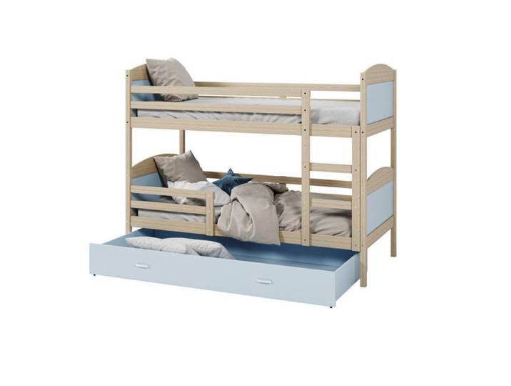 Lit Superposé Matys 80x160 tiroir Pin - bleu