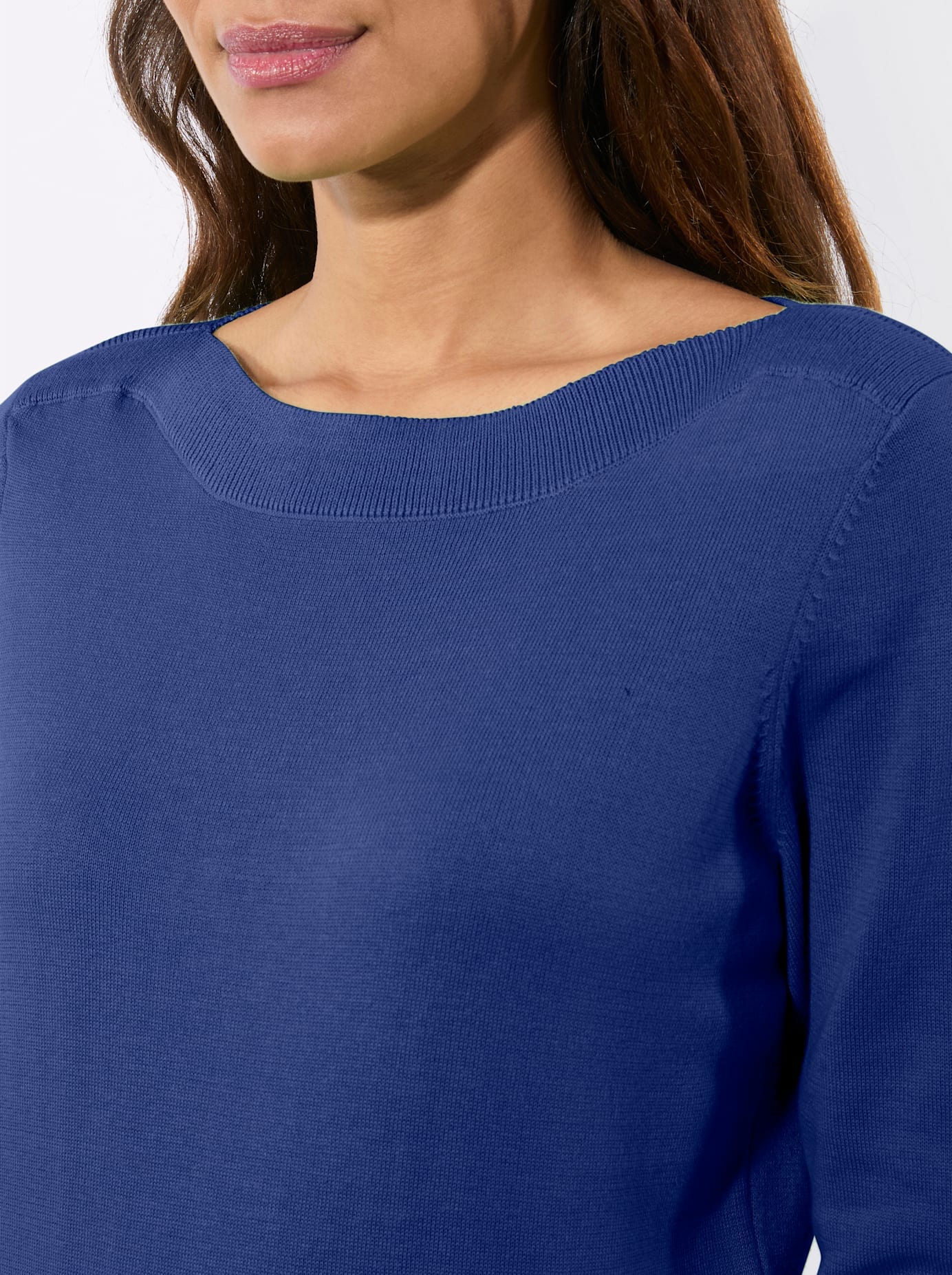 3/4 Arm-Pullover CASUAL LOOKS "3/4-Arm-Pullover", Damen, Gr. 42, royalblau, 100% Baumwolle, unifarben, Pullover 3/4 Arm-Pullover royalblau 42