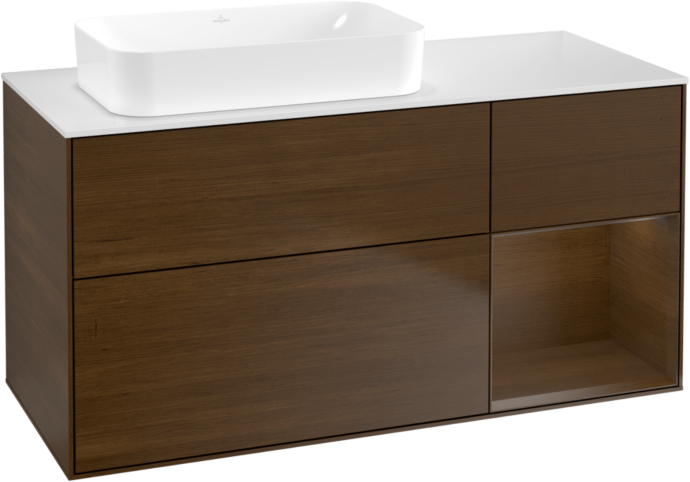 Villeroy und Boch Finion Waschtischunterschrank G691GNGN 120x60,3x50,1cm, Regal rechts Walnut veneer, Walnut veneer