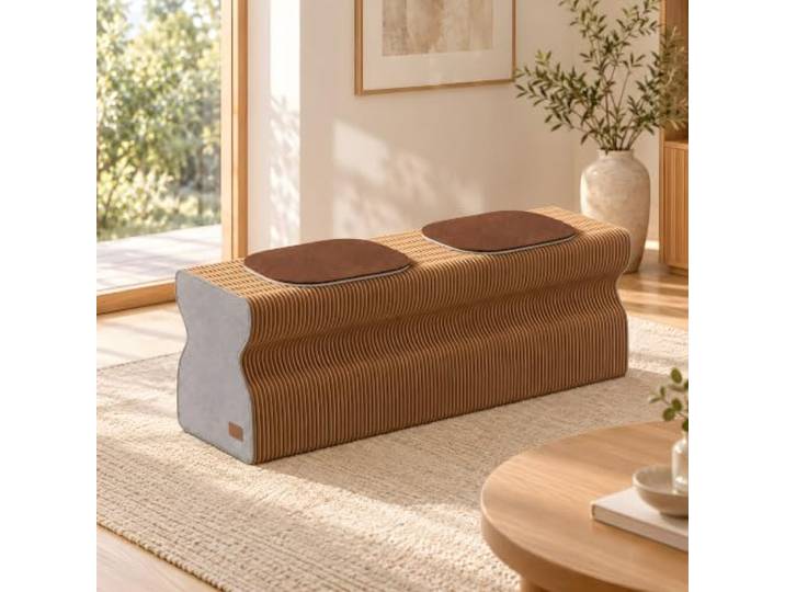 DKPLOE Akkordeon Hocker Klappbar Kraftpapier Ausziehbare Bank Mit Kissen Innovative Wabenstruktur Flexible Formanpassung Und Platzsparendes Design für Wohnzimmer Schlafzimmer Büro Und Gäste
