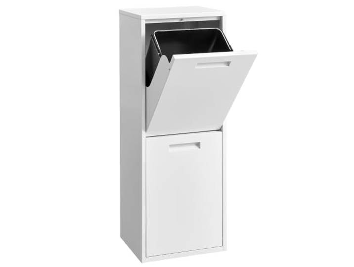 SONGMICS Mülleimer Küche 2 x 17 L Mülltrennsystem Abfallbehälter Küche, Stahl, Weiß, Berend Kollektion LTB736WZ01