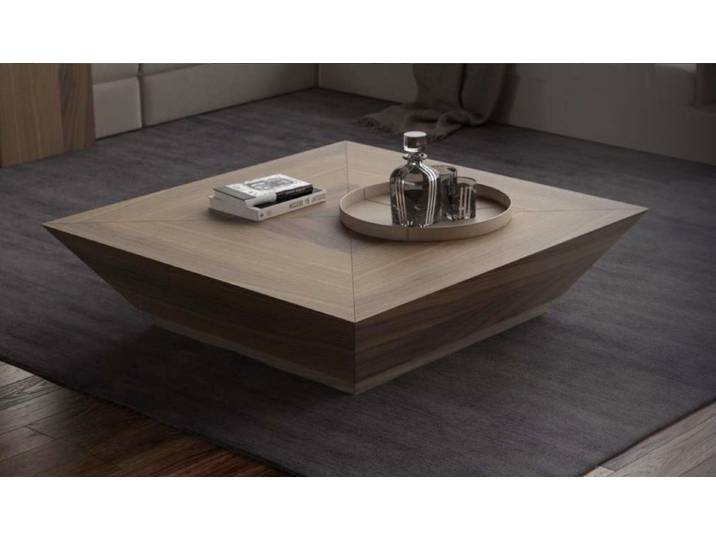 Xlmoebel Couchtisch Rechteckiger Luxus Designer Tisch aus Walnuss Natur (125 x 125 x 33 cm), Made in Europa