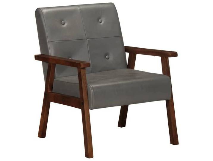 Maison Exclusive - Fauteuil gris cuir véritable