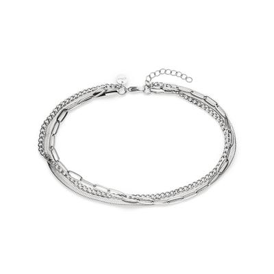 Armband S.OLIVER "Fine Layers", silber (edelstahlfarben), Armbänder, Damen, 21cm, Edelstahl, Armband