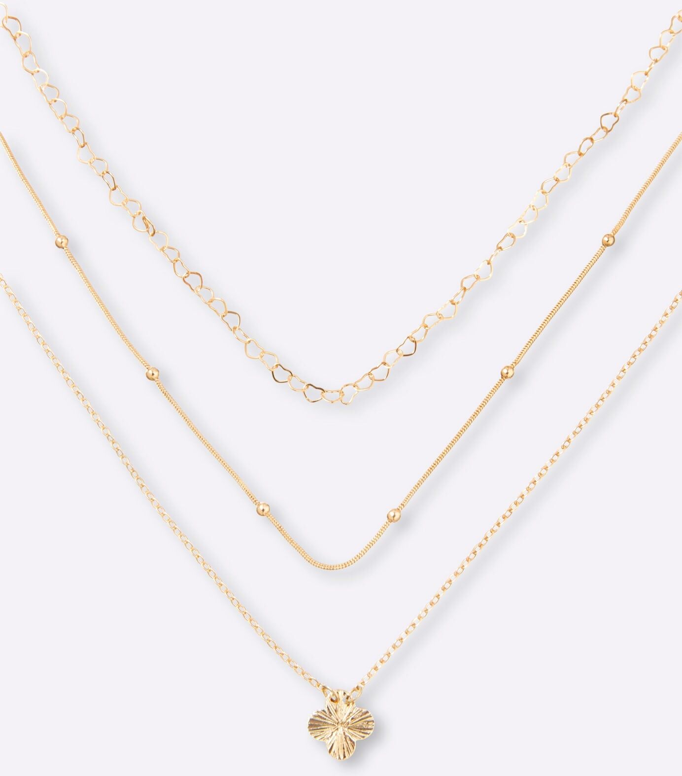 Collier HEINE, Damen, Gr. Metall, gold (goldfarben), Halsketten Collier goldfarben Metall