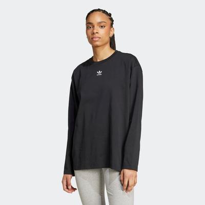 Langarmshirt ADIDAS ORIGINALS "ESSENTIALS LONGSLEEVE", Damen, Gr. XS, schwarz, Obermaterial: 100% Baumwolle, Rundhals, Shirts Langarmshirt, lockerer Schnitt, Langarm, aus Baumwolljersey