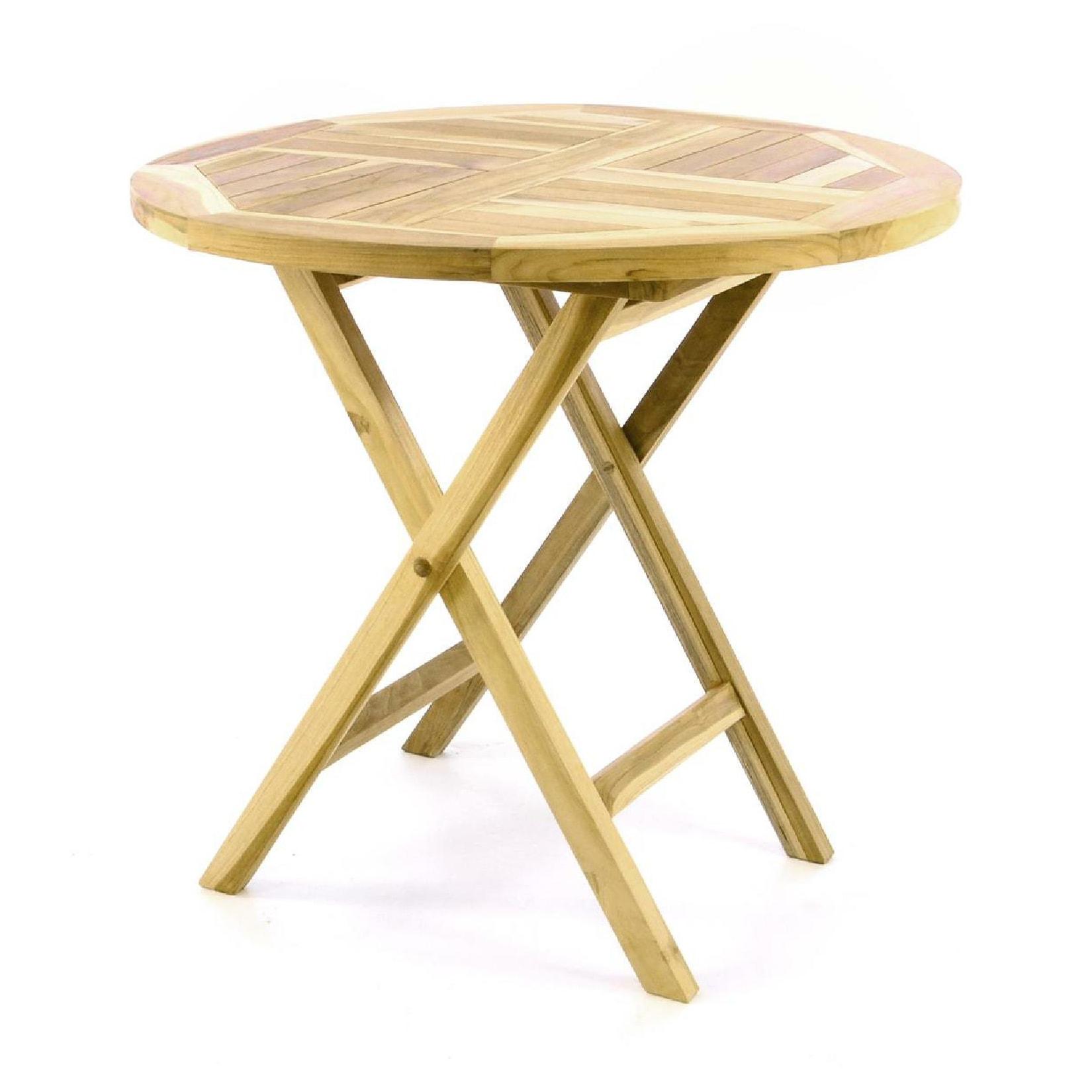 VCM Klapptisch Balkontisch Gartentisch klappbar hochwertig Teak Holz Ø 80cm