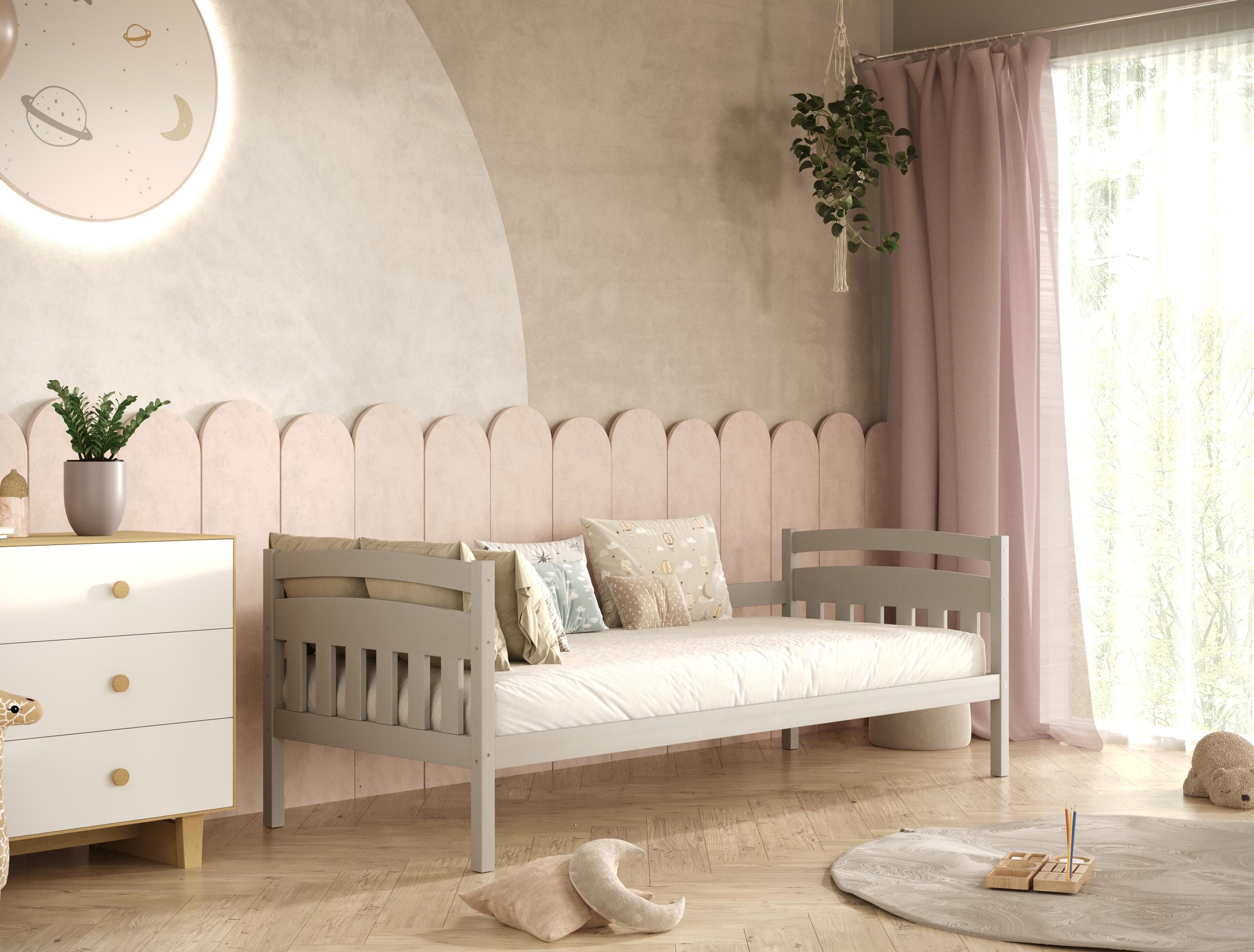 Kinderbett Tosia mit Matratze Grau 80/160 | Jugendbett