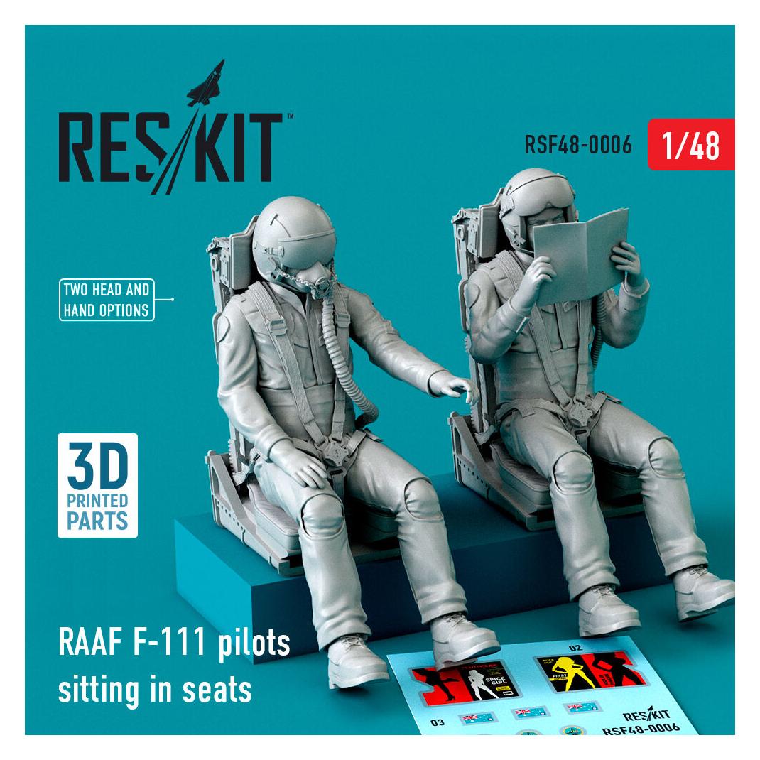 ResKit RAAF F-111 pilots sitting in seats (2 pcs) (3D Printed) (RSF48-0006)
