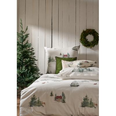 Bettwäsche APELT "Sven Flanell", weiß (weiß, grün), B/L: 155cm x 220cm, 1 Stk., 1 Stk., Flanell, B/L: 80cm x 80cm, 2, Flanell, Bezug: 100% Baumwolle, Bettwäsche, Bettwäsche, Bettwäsche-Set mit Reißverschluss, Flanell, Digitaldruck / Flanell