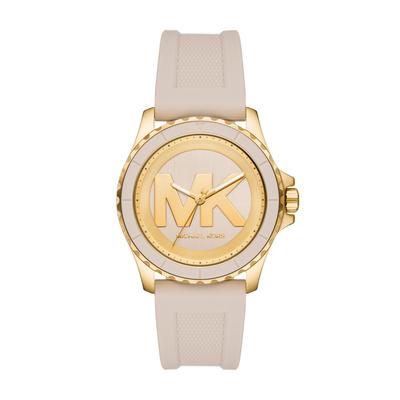 Quarzuhr MICHAEL KORS "Everest", beige (grau, gelbgoldfarben, grau), Armbanduhren, Damen, gelbgoldfarben, Quarzuhr, Armbanduhr, Silikonarmband, analog