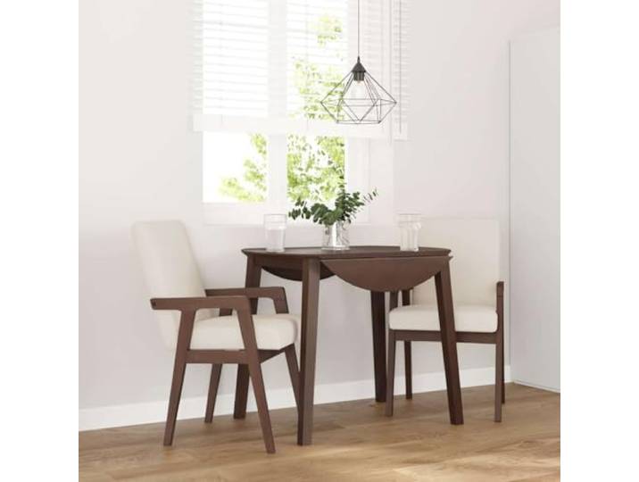 HEFZGDB Esszimmerstühle mit Kissen 2 STK. Braun Massivholz Gummibaum Ergonomische Rückenlehne für Komfort und Langlebigkeit