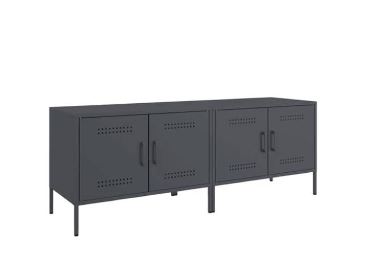 KUPTYERFG 2er Set TV-Schrank Anthrazit aus Stahl 68x39x50,5 cm Industrielle Lowboards mit Stauraum für Wohnzimmer und Schlafzimmer. Pflegeleichte Metallmöbel inklusive Wandhalterung.